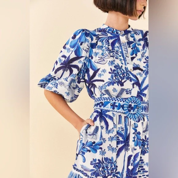 FARM RIO Sweet Rio Puff Sleeve Mini Dress, EUC, Size S - Picture 2 of 6